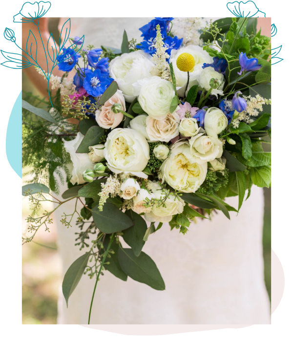 blue and white elegant wedding bouquet 